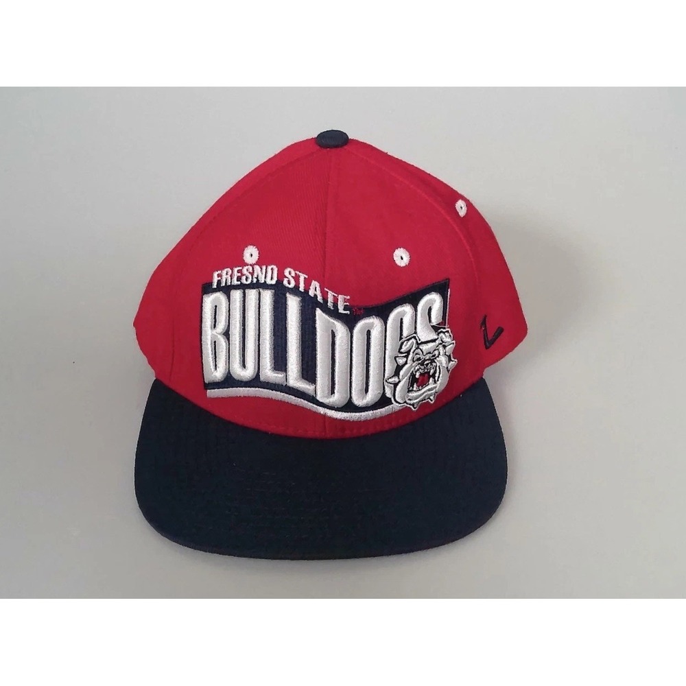 Fresno State Bulldogs Hat Cap Spellout Snapback Zephyr NCAA Mens Red Navy Brim